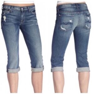 7 For All Mankind Josefina Crop Skinny Boyfriend Jeans Distressed Capri Size 27